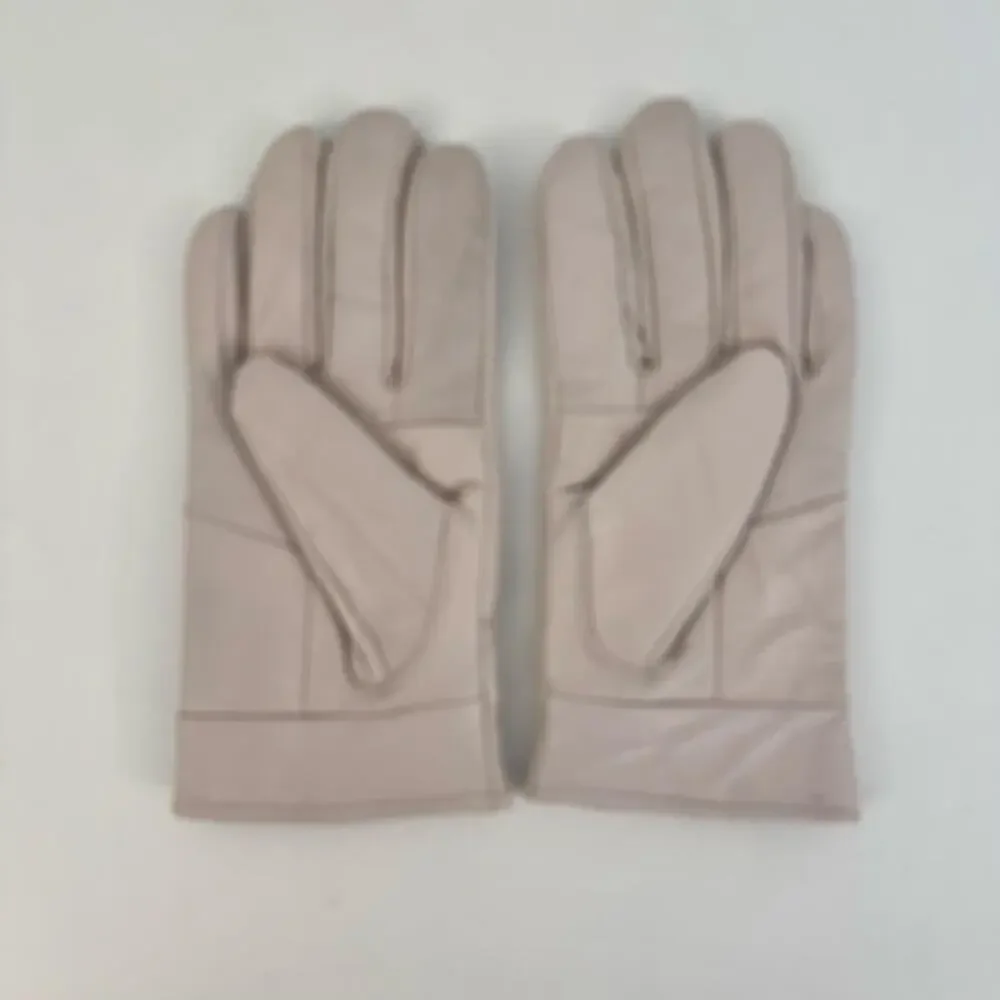 MoDA Genuine Leather Gloves Bow Detail Light Pale Pink Size M